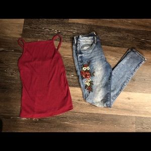 ❌❌SOLD❌❌Floral Embroidered jeans